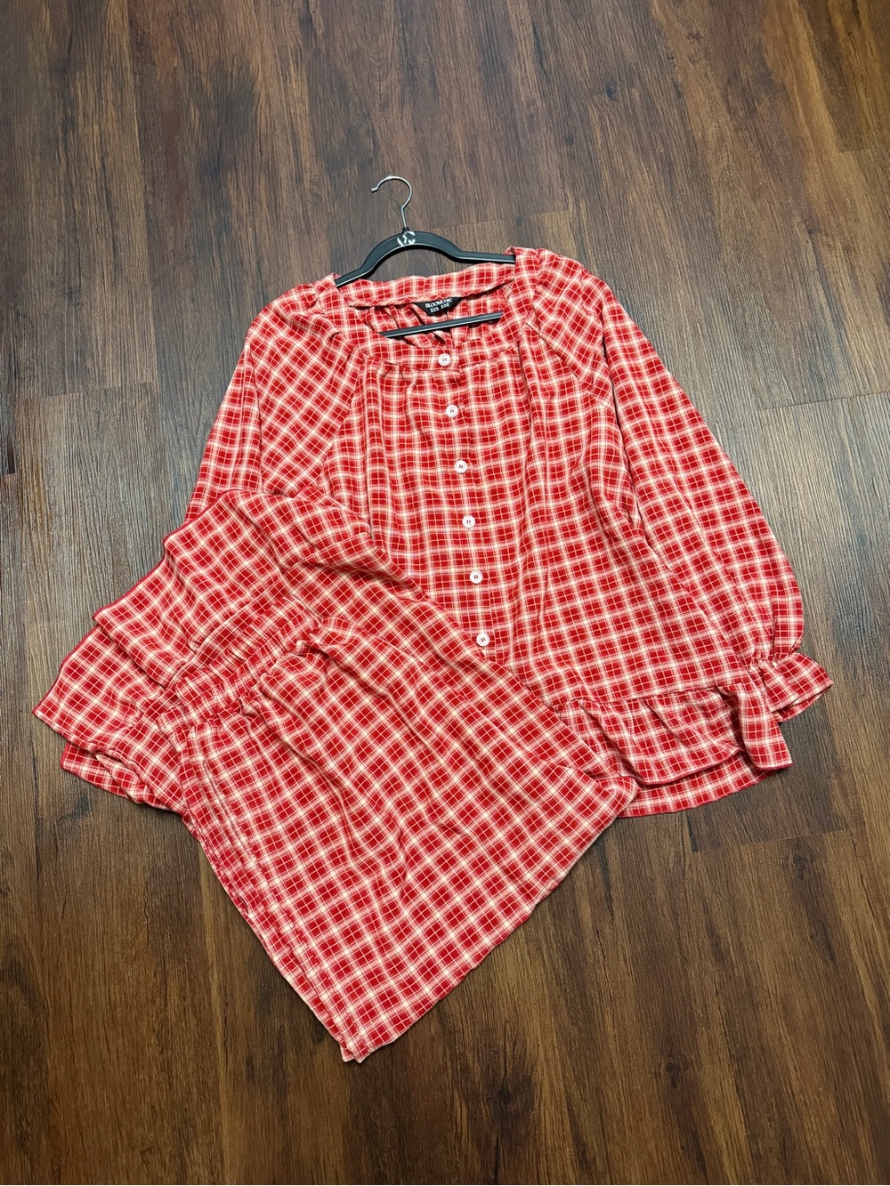Bloomchic Gingham Print Ruffle Hem Co-Ord Pajama Set - Picture 2 of 9